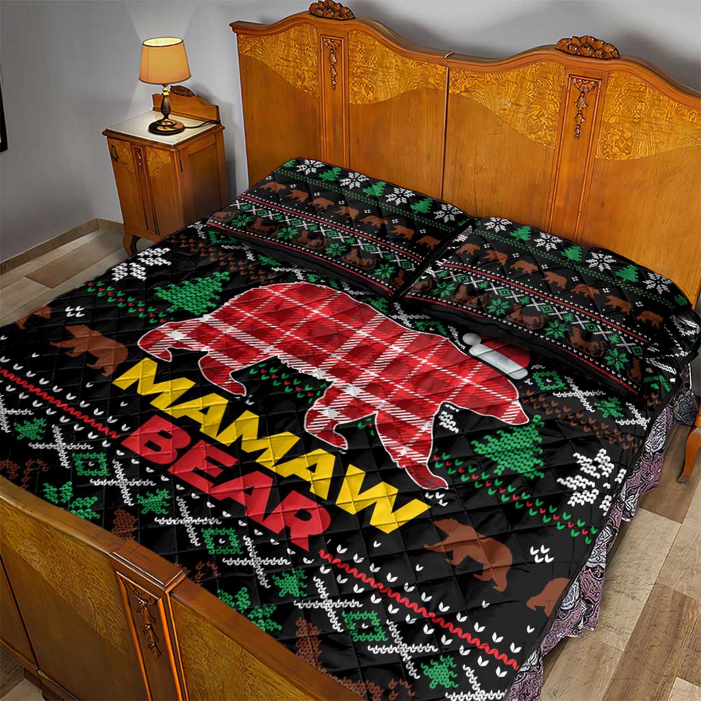 Mamaw Bear Christmas Quilt Bed Set Xmas Holiday Patterns - Wonder Print Shop