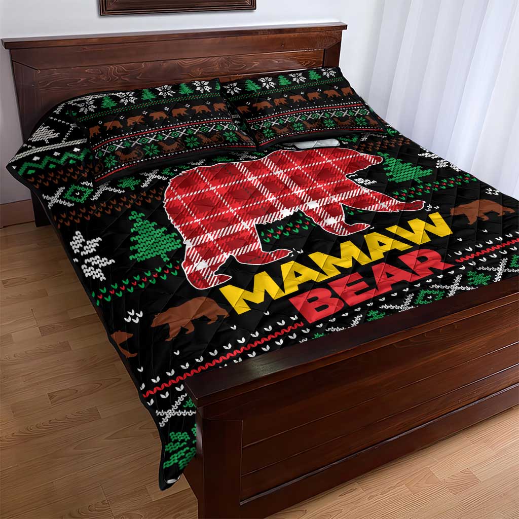 Mamaw Bear Christmas Quilt Bed Set Xmas Holiday Patterns - Wonder Print Shop