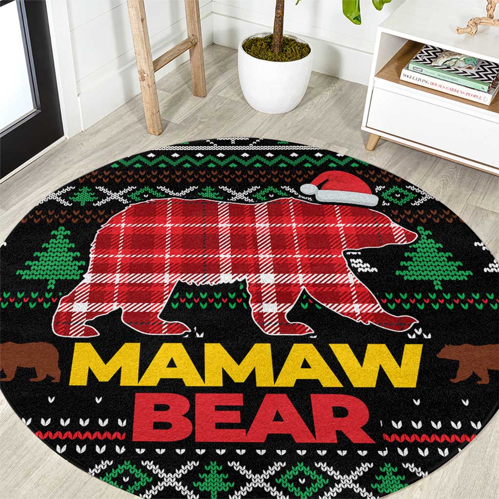 Mamaw Bear Christmas Round Carpet Xmas Holiday Patterns - Wonder Print Shop