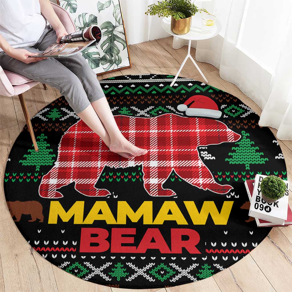Mamaw Bear Christmas Round Carpet Xmas Holiday Patterns - Wonder Print Shop