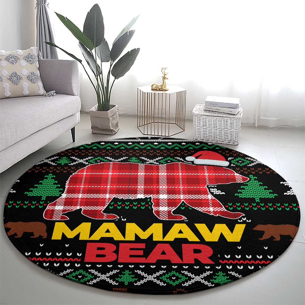 Mamaw Bear Christmas Round Carpet Xmas Holiday Patterns - Wonder Print Shop