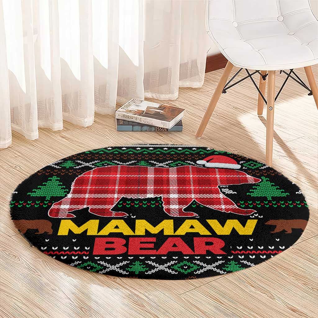Mamaw Bear Christmas Round Carpet Xmas Holiday Patterns - Wonder Print Shop
