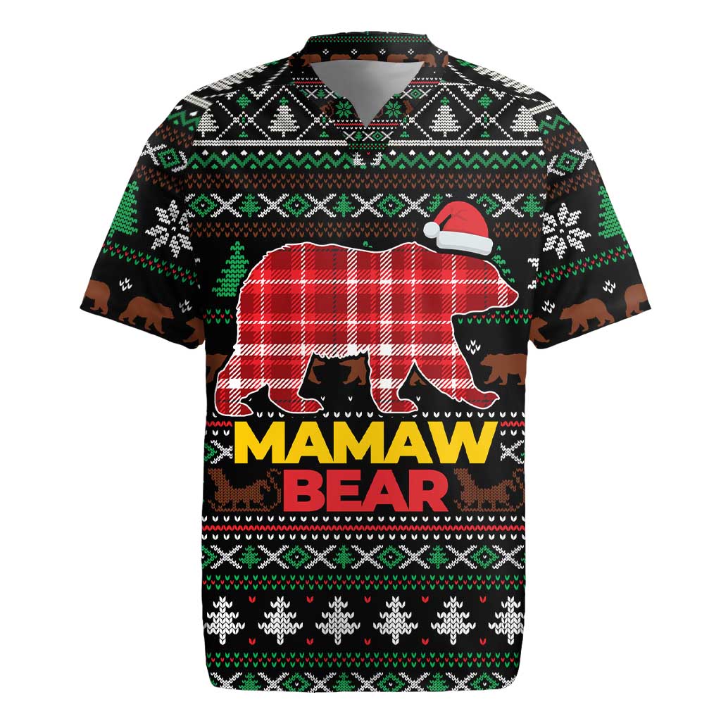 Mamaw Bear Christmas Rugby Jersey Xmas Holiday Patterns - Wonder Print Shop