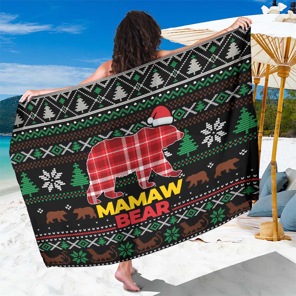 Mamaw Bear Christmas Sarong Xmas Holiday Patterns - Wonder Print Shop