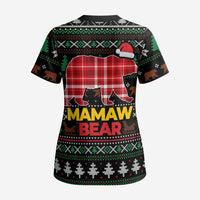 Mamaw Bear Christmas Scrub Top Xmas Holiday Patterns - Wonder Print Shop