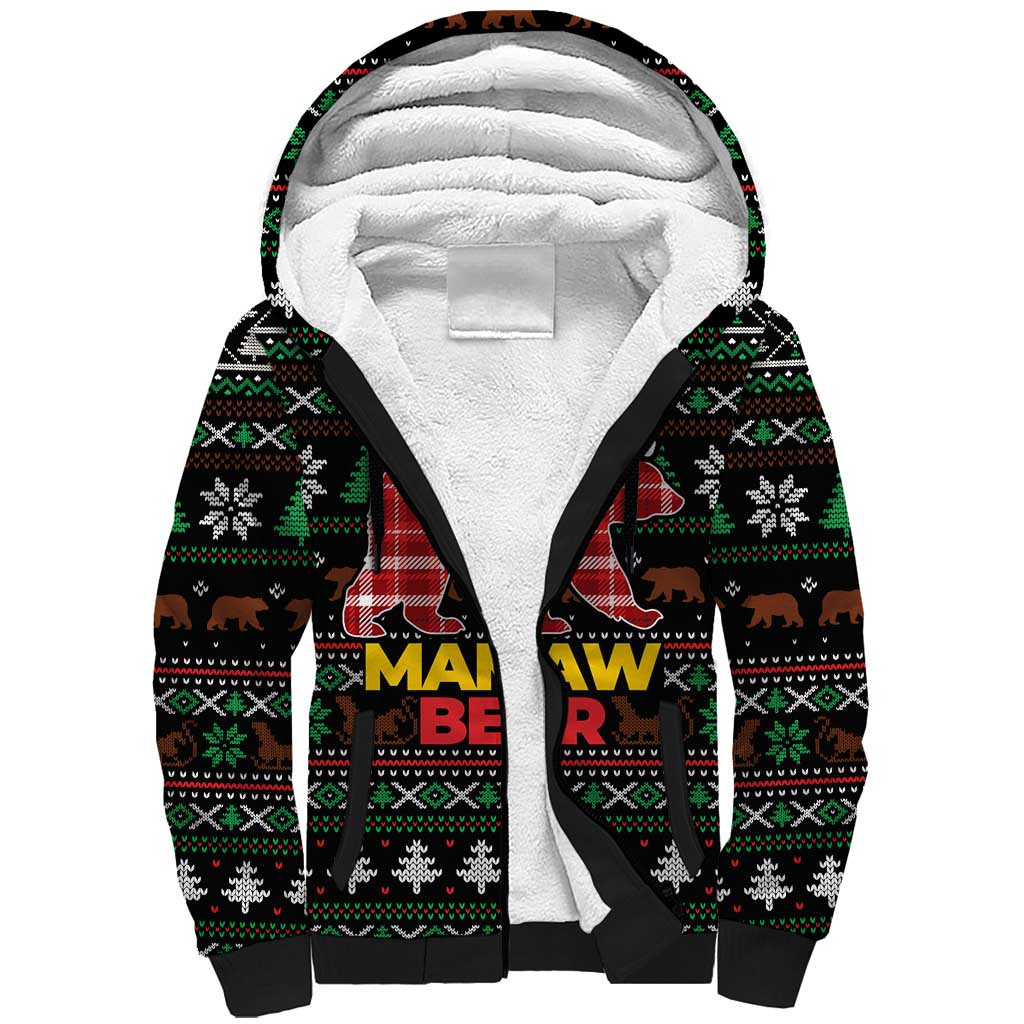 Mamaw Bear Christmas Sherpa Hoodie Xmas Holiday Patterns - Wonder Print Shop