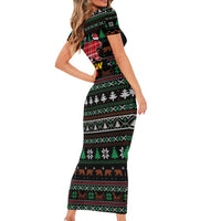 Mamaw Bear Christmas Short Sleeve Bodycon Dress Xmas Holiday Patterns - Wonder Print Shop