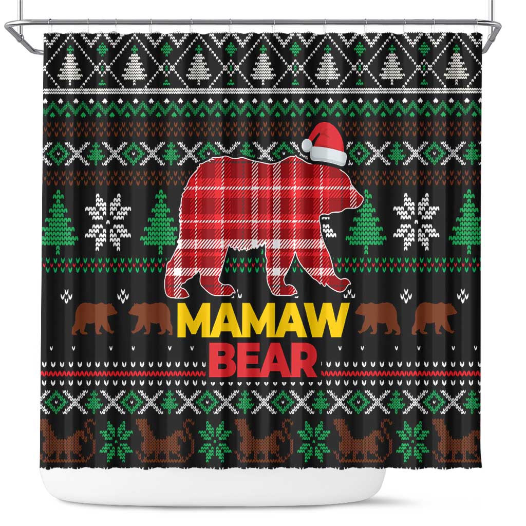 Mamaw Bear Christmas Shower Curtain Xmas Holiday Patterns - Wonder Print Shop
