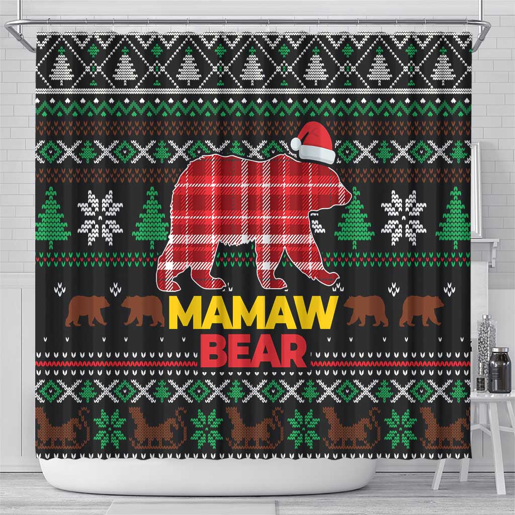 Mamaw Bear Christmas Shower Curtain Xmas Holiday Patterns - Wonder Print Shop