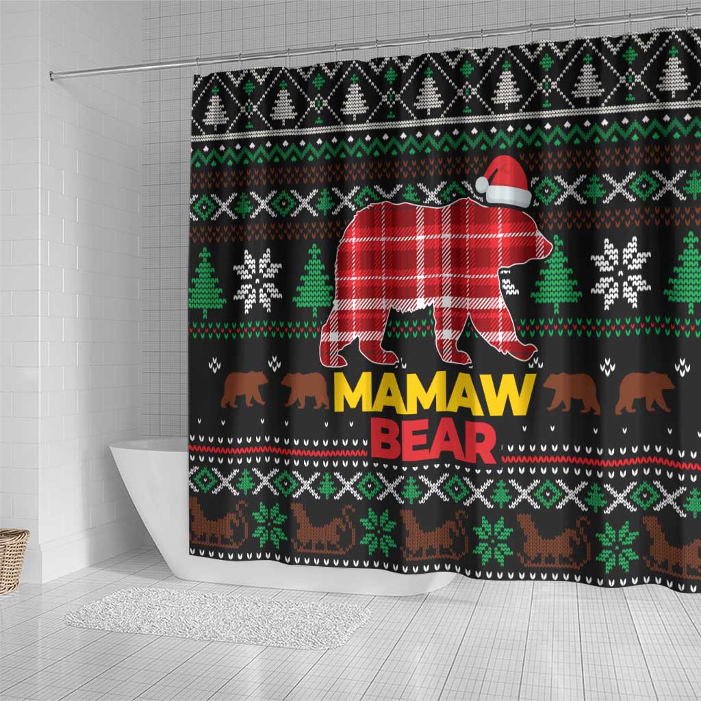 Mamaw Bear Christmas Shower Curtain Xmas Holiday Patterns - Wonder Print Shop
