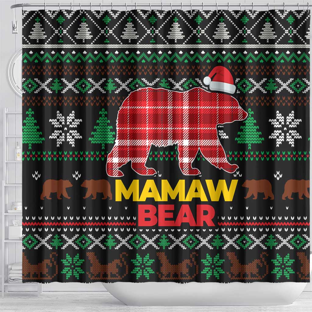 Mamaw Bear Christmas Shower Curtain Xmas Holiday Patterns - Wonder Print Shop