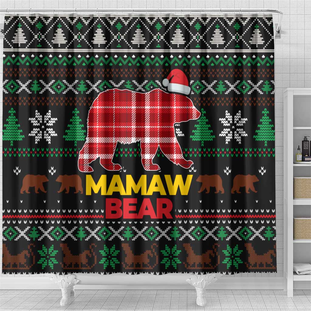 Mamaw Bear Christmas Shower Curtain Xmas Holiday Patterns - Wonder Print Shop