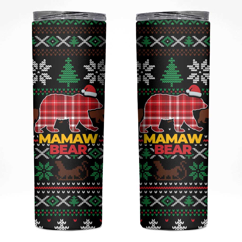 Mamaw Bear Christmas Skinny Tumbler Xmas Holiday Patterns - Wonder Print Shop