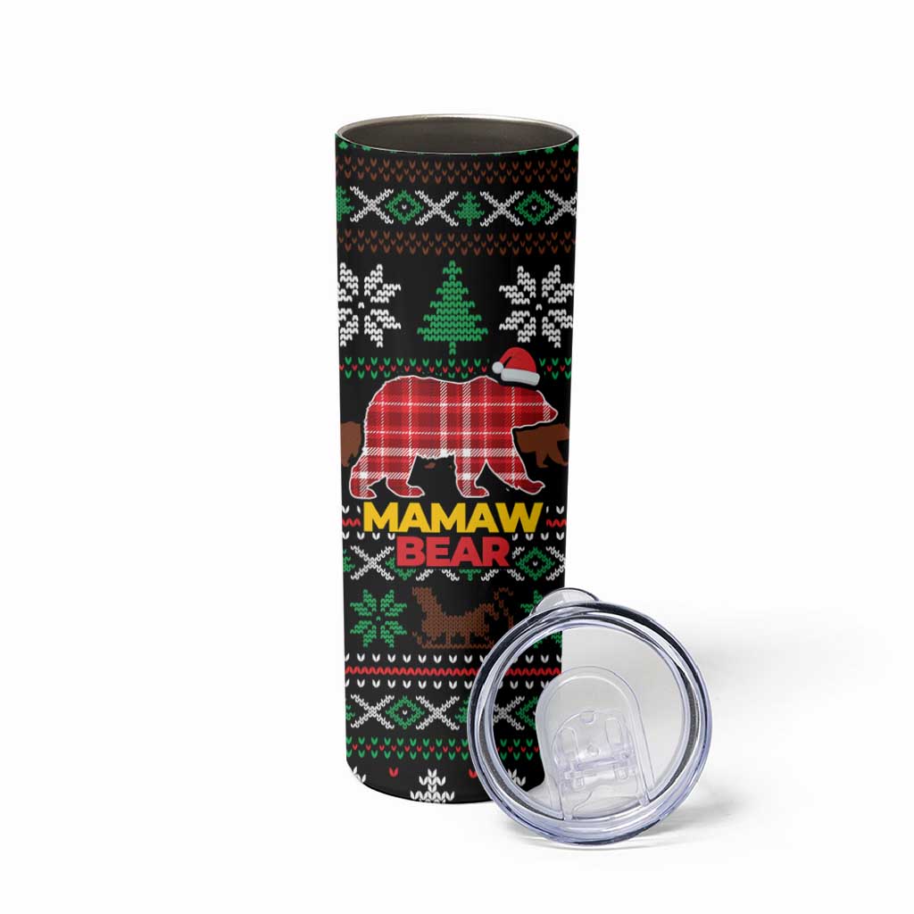 Mamaw Bear Christmas Skinny Tumbler Xmas Holiday Patterns - Wonder Print Shop