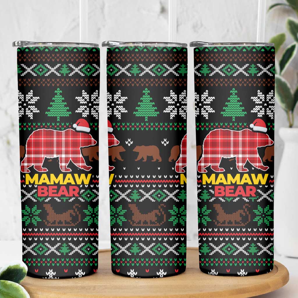 Mamaw Bear Christmas Skinny Tumbler Xmas Holiday Patterns - Wonder Print Shop