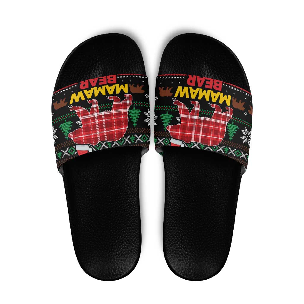 Mamaw Bear Christmas Slide Sandals Xmas Holiday Patterns - Wonder Print Shop
