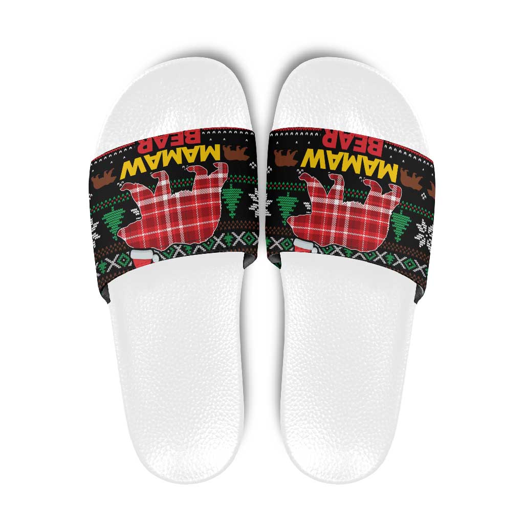 Mamaw Bear Christmas Slide Sandals Xmas Holiday Patterns - Wonder Print Shop