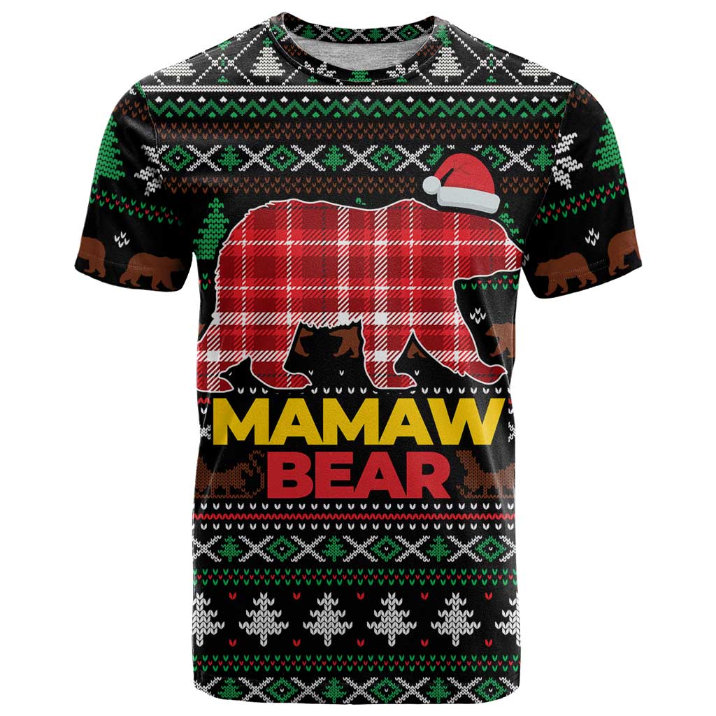 Mamaw Bear Christmas T Shirt Xmas Holiday Patterns - Wonder Print Shop