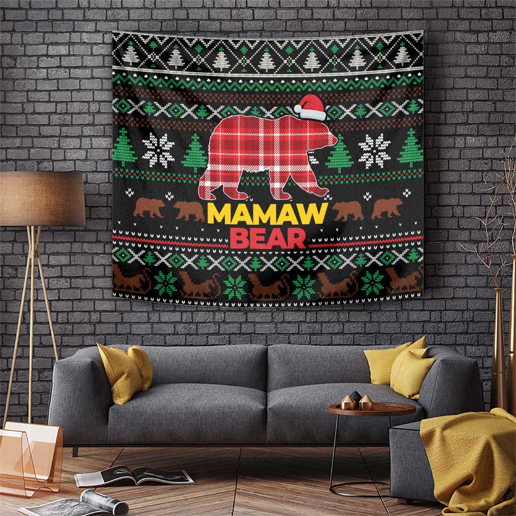 Mamaw Bear Christmas Tapestry Xmas Holiday Patterns - Wonder Print Shop