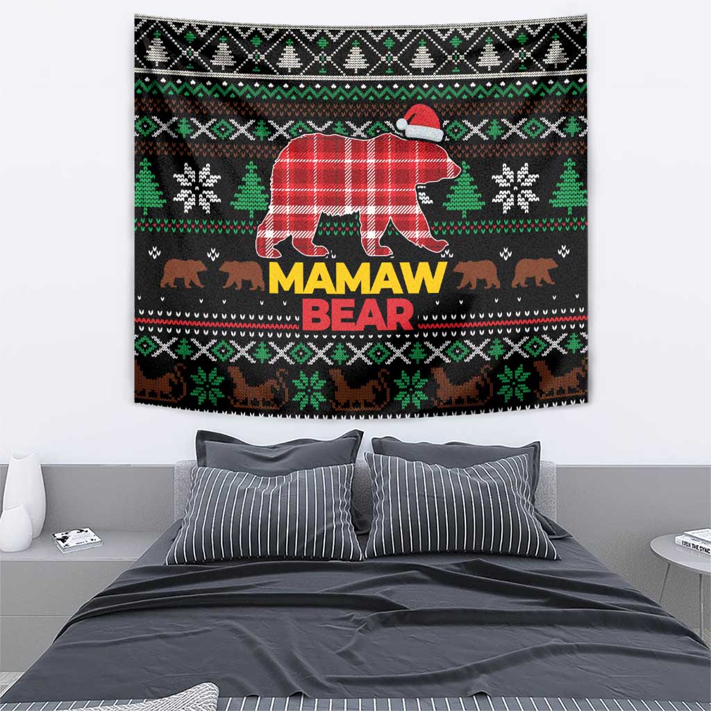 Mamaw Bear Christmas Tapestry Xmas Holiday Patterns - Wonder Print Shop