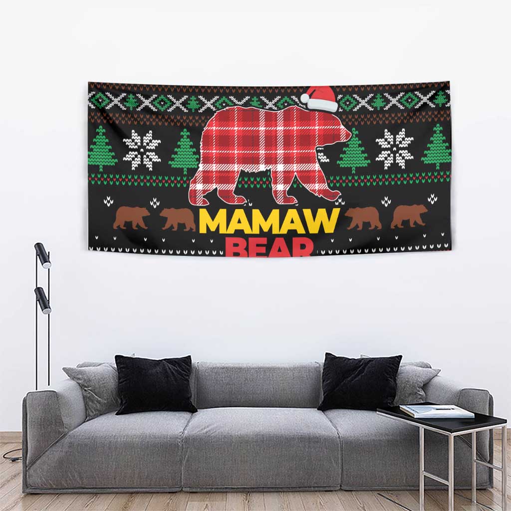 Mamaw Bear Christmas Tapestry Xmas Holiday Patterns - Wonder Print Shop