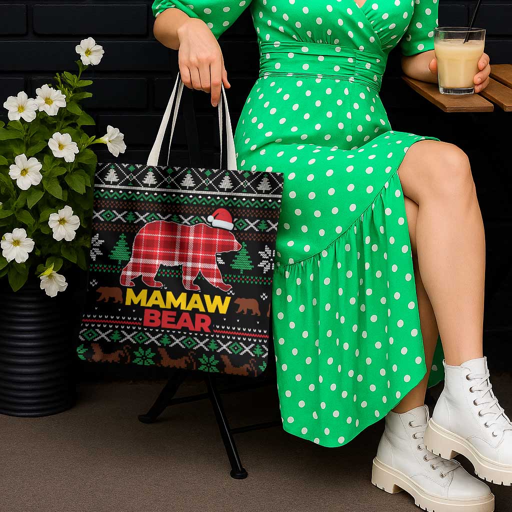Mamaw Bear Christmas Tote Bag Xmas Holiday Patterns - Wonder Print Shop