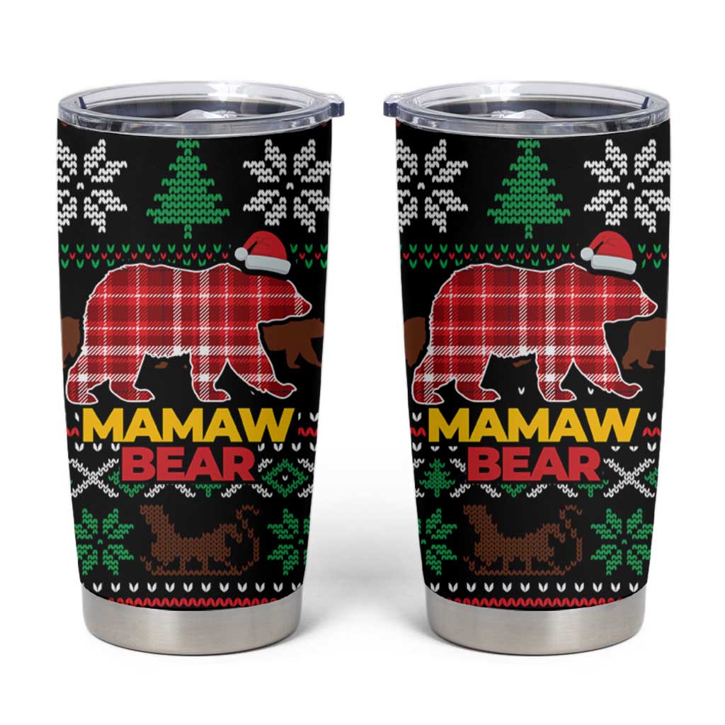 Mamaw Bear Christmas Tumbler Cup Xmas Holiday Patterns - Wonder Print Shop