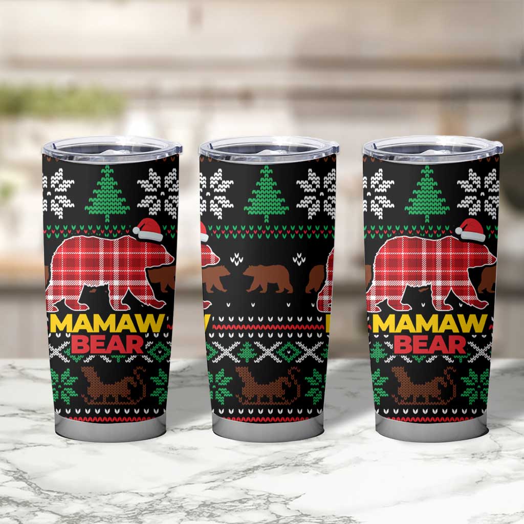 Mamaw Bear Christmas Tumbler Cup Xmas Holiday Patterns - Wonder Print Shop