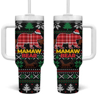Mamaw Bear Christmas Tumbler With Handle Xmas Holiday Patterns - Wonder Print Shop