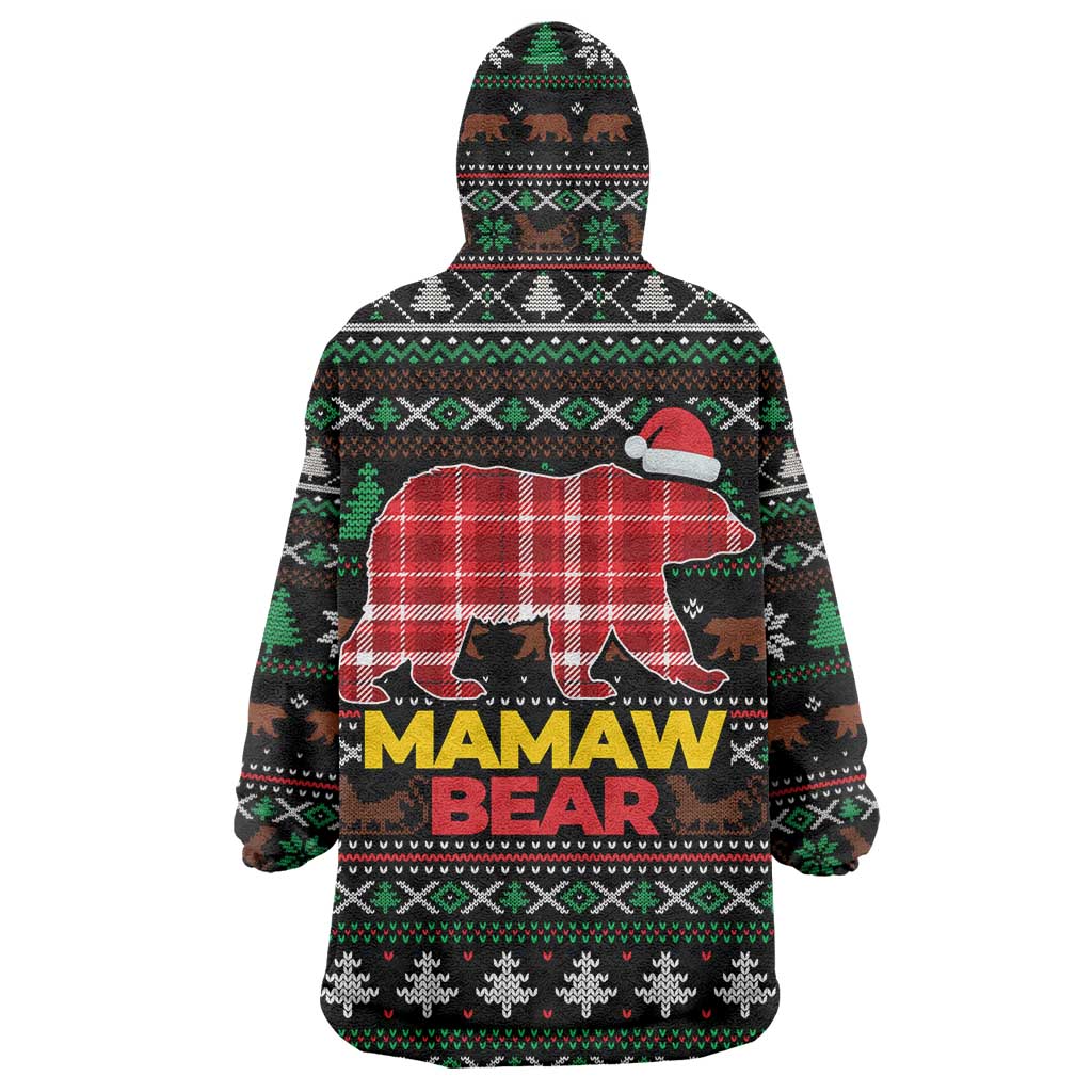 Mamaw Bear Christmas Wearable Blanket Hoodie Xmas Holiday Patterns - Wonder Print Shop