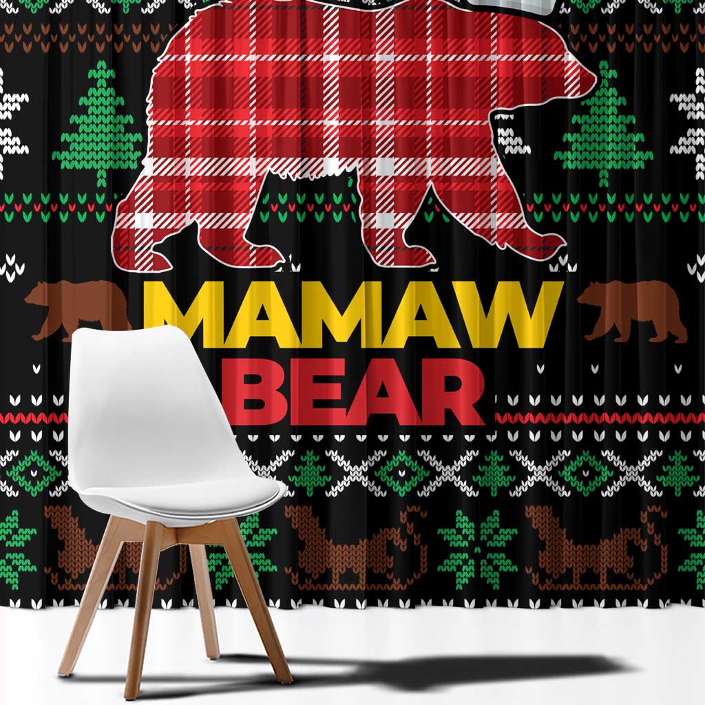 Mamaw Bear Christmas Window Curtain Xmas Holiday Patterns - Wonder Print Shop