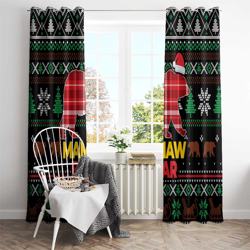 Mamaw Bear Christmas Window Curtain Xmas Holiday Patterns - Wonder Print Shop