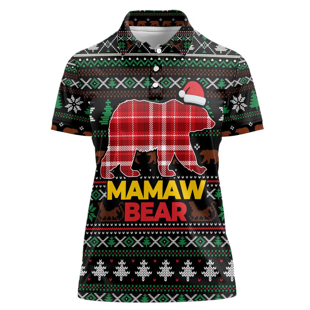 Mamaw Bear Christmas Women Polo Shirt Xmas Holiday Patterns - Wonder Print Shop
