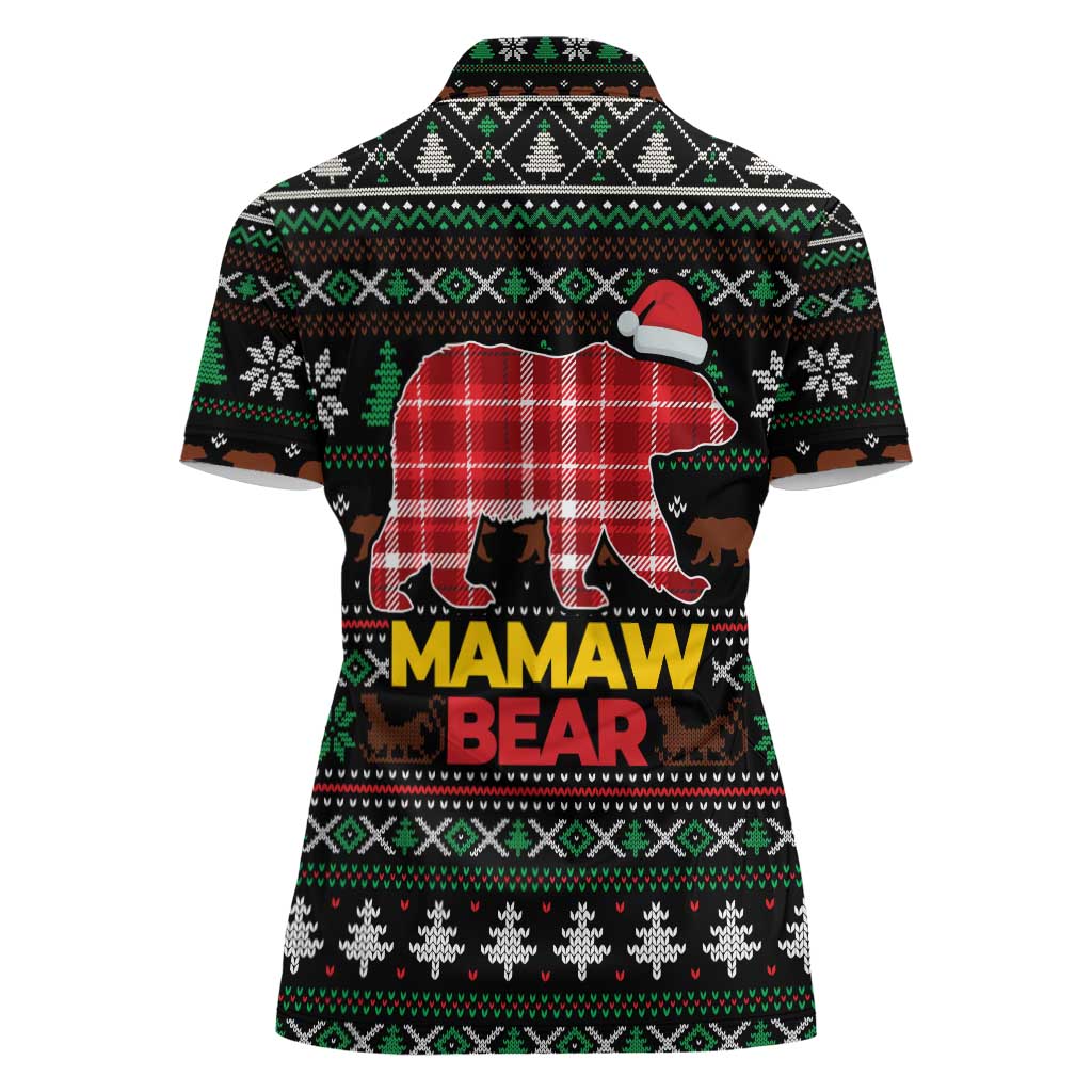 Mamaw Bear Christmas Women Polo Shirt Xmas Holiday Patterns - Wonder Print Shop