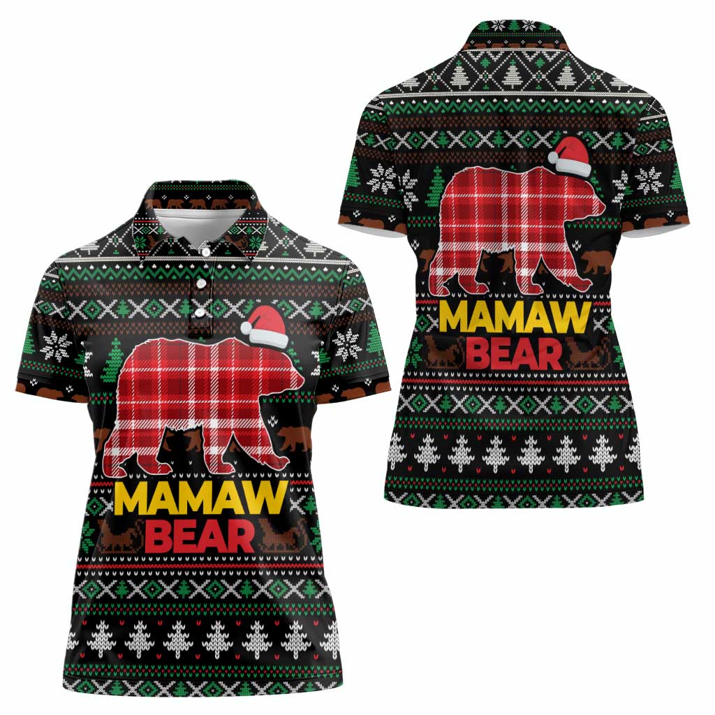 Mamaw Bear Christmas Women Polo Shirt Xmas Holiday Patterns - Wonder Print Shop
