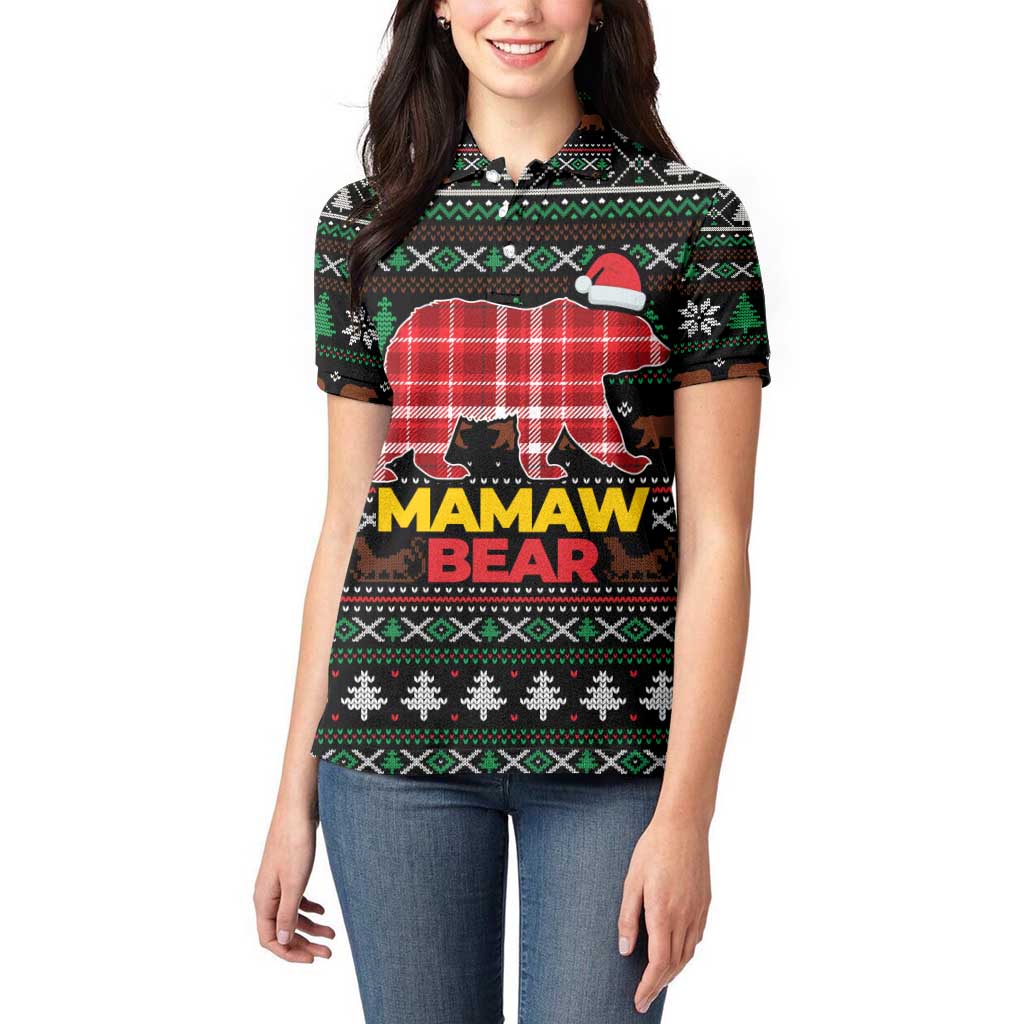 Mamaw Bear Christmas Women Polo Shirt Xmas Holiday Patterns - Wonder Print Shop