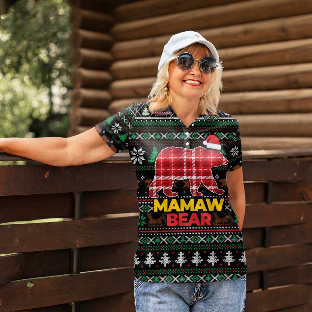 Mamaw Bear Christmas Women Polo Shirt Xmas Holiday Patterns - Wonder Print Shop