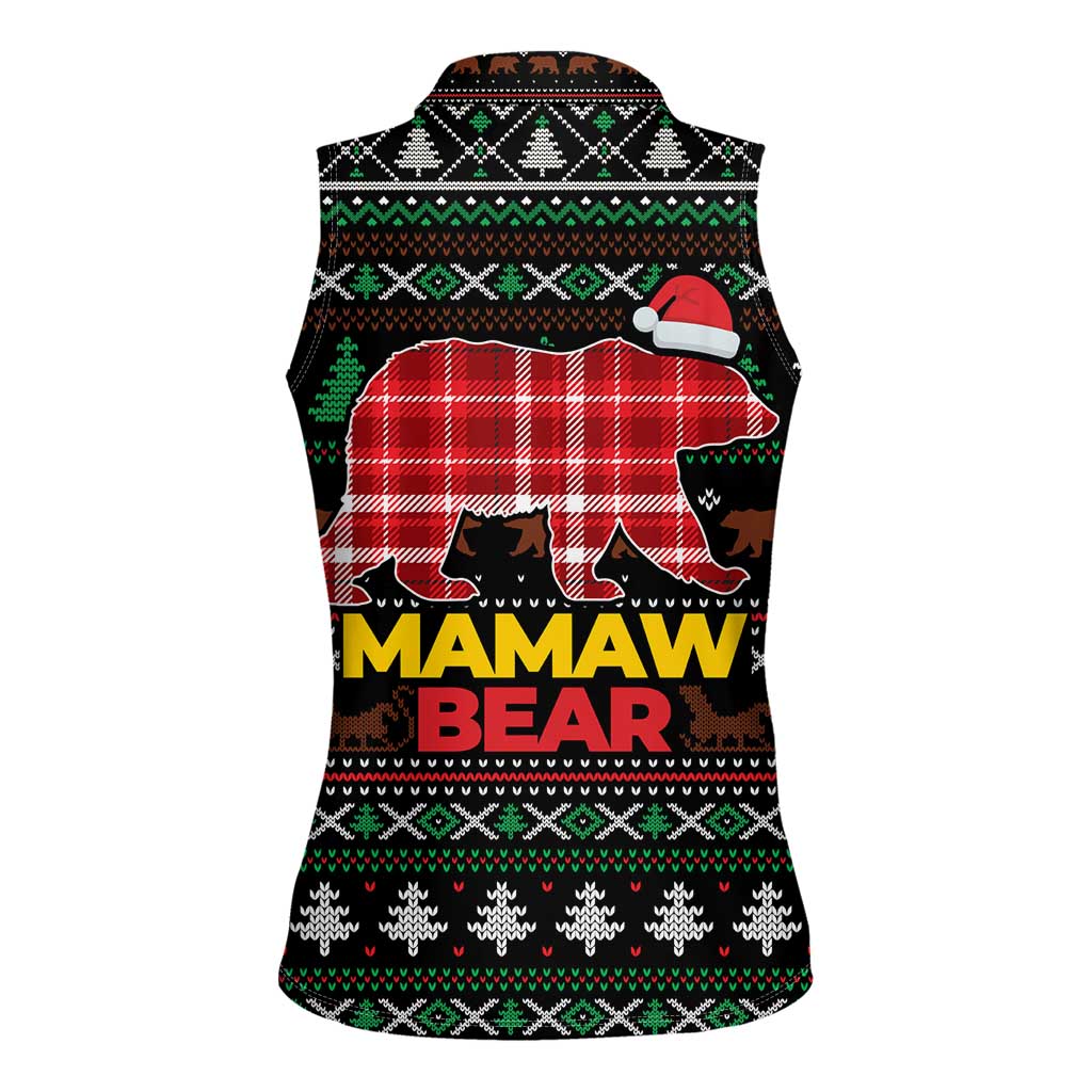 Mamaw Bear Christmas Women Sleeveless Polo Shirt Xmas Holiday Patterns - Wonder Print Shop