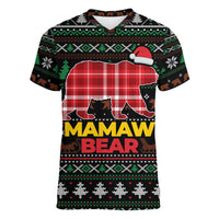 Mamaw Bear Christmas Women V-Neck T-Shirt Xmas Holiday Patterns - Wonder Print Shop