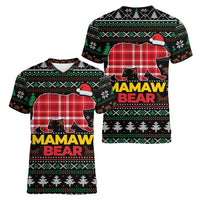 Mamaw Bear Christmas Women V-Neck T-Shirt Xmas Holiday Patterns - Wonder Print Shop