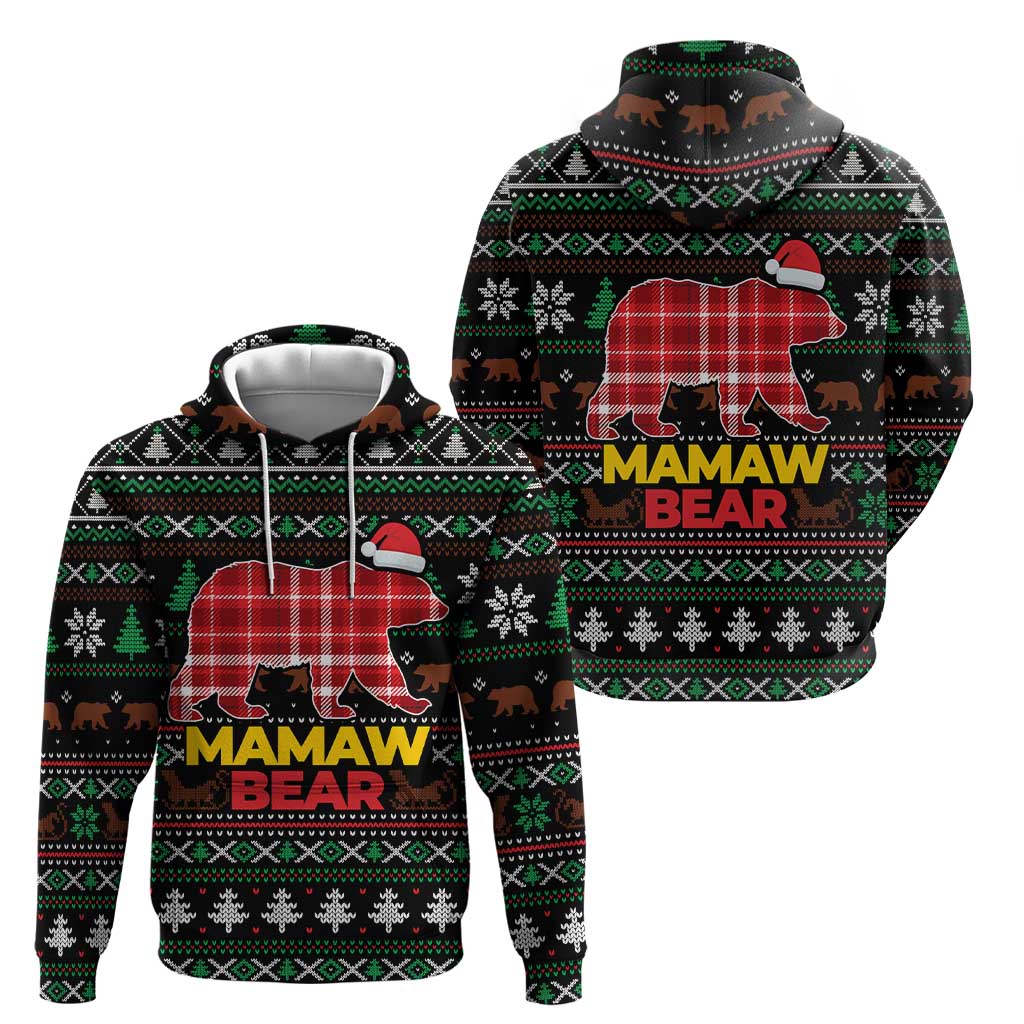 Mamaw Bear Christmas Zip Hoodie Xmas Holiday Patterns - Wonder Print Shop