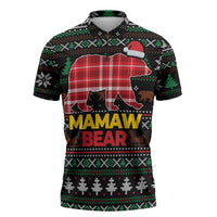 Mamaw Bear Christmas Zipper Polo Shirt Xmas Holiday Patterns - Wonder Print Shop