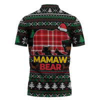 Mamaw Bear Christmas Zipper Polo Shirt Xmas Holiday Patterns - Wonder Print Shop