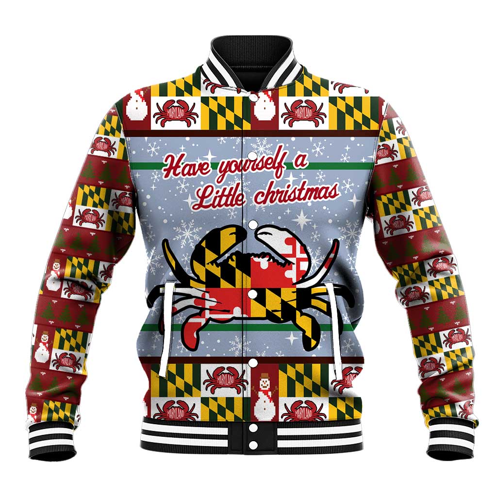 Maryland Symbols Christmas Baseball Jacket Xmas Holiday Patterns - Wonder Print Shop