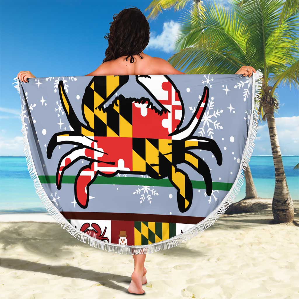 Maryland Symbols Christmas Beach Blanket Xmas Holiday Patterns - Wonder Print Shop