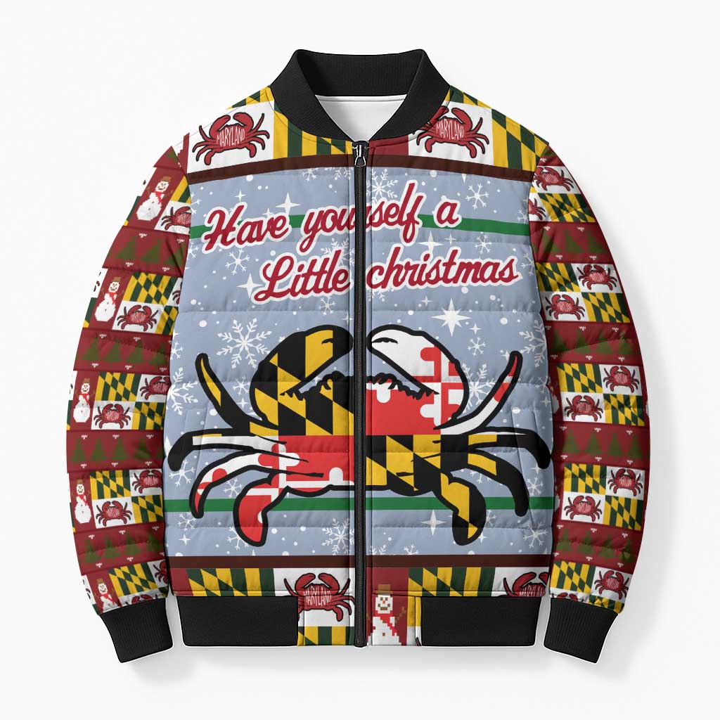 Maryland Symbols Christmas Bomber Puffer Jacket Xmas Holiday Patterns - Wonder Print Shop