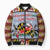Maryland Symbols Christmas Bomber Puffer Jacket Xmas Holiday Patterns - Wonder Print Shop