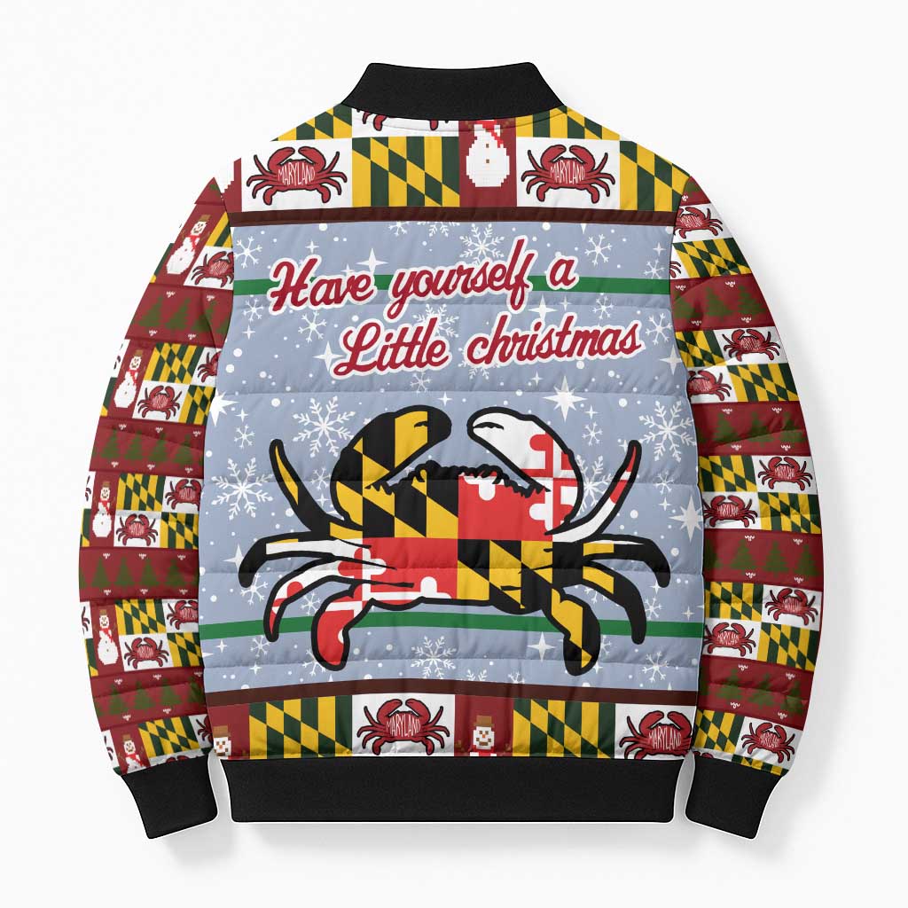 Maryland Symbols Christmas Bomber Puffer Jacket Xmas Holiday Patterns - Wonder Print Shop