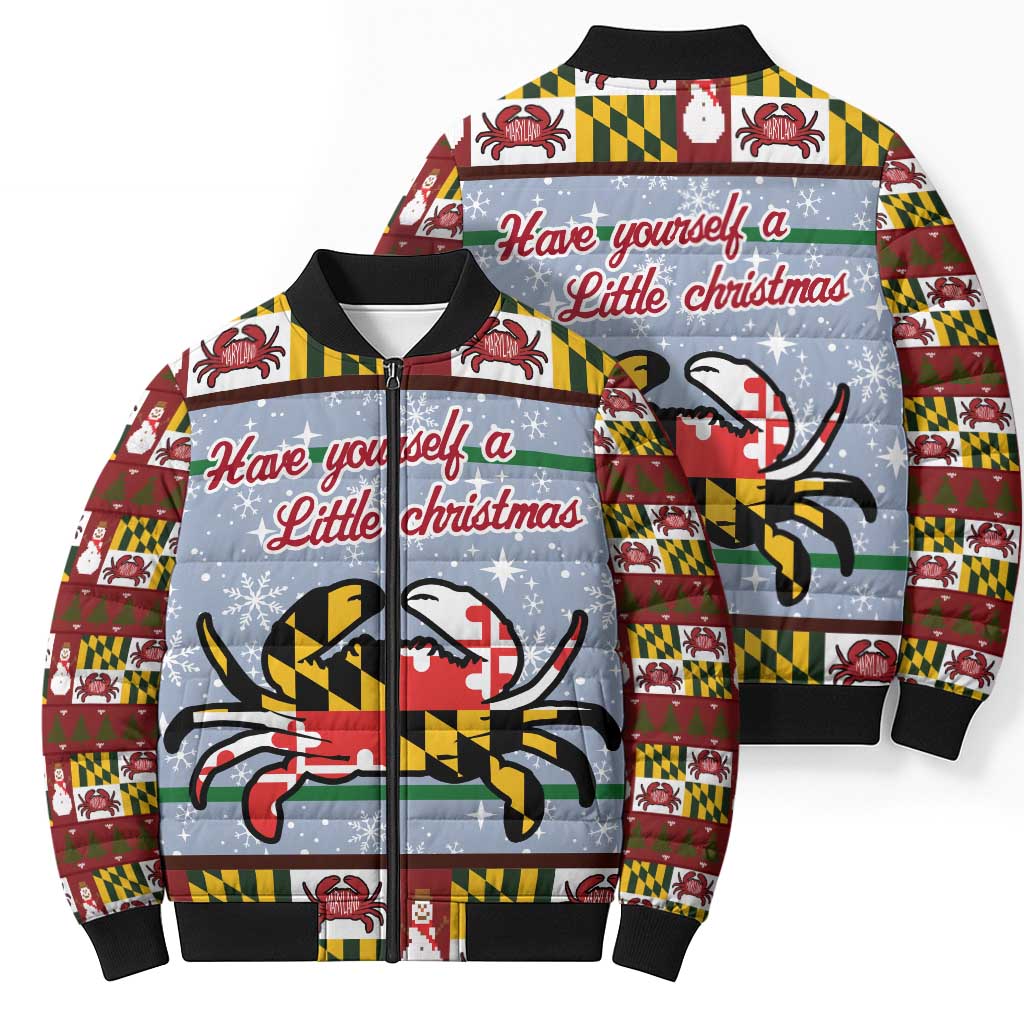 Maryland Symbols Christmas Bomber Puffer Jacket Xmas Holiday Patterns - Wonder Print Shop