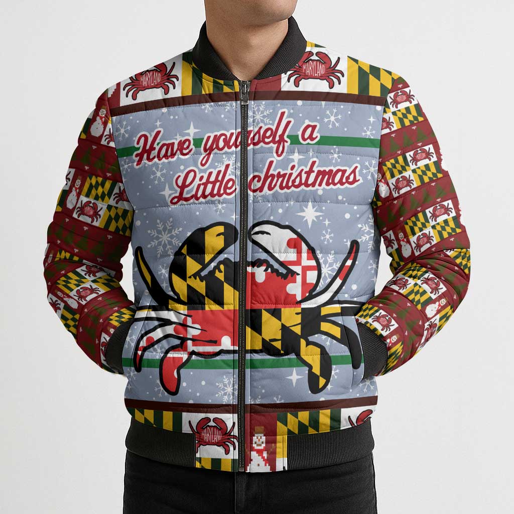 Maryland Symbols Christmas Bomber Puffer Jacket Xmas Holiday Patterns - Wonder Print Shop